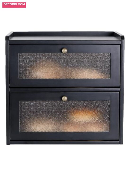 Other - Large Pine Wood Bread Box with Magnetic Doors and Air Vents for Kitchen Counter